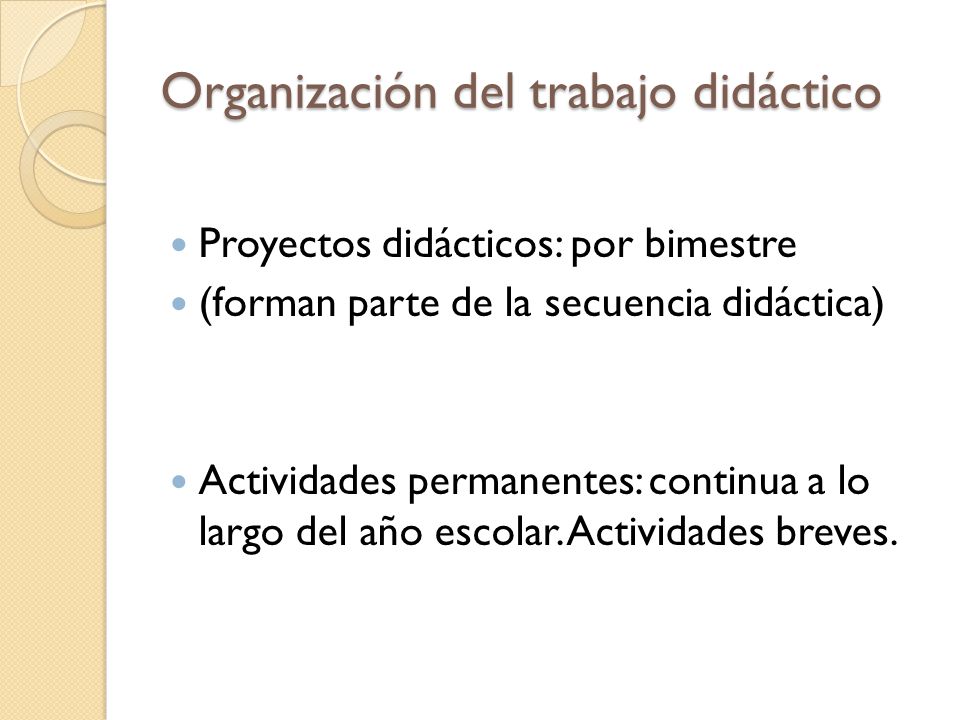 Organización del trabajo didáctico
