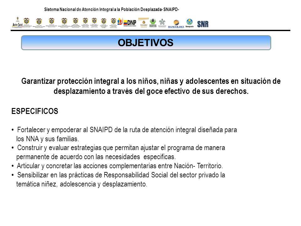 Sistema Nacional de Atención Integral a la Población Desplazada- SNAIPD-