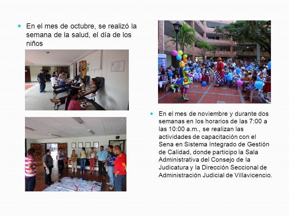 En el mes de octubre, se realizó la semana de la salud, el día de los niños