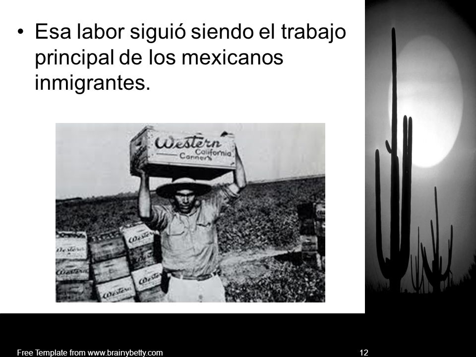 Esa labor siguió siendo el trabajo principal de los mexicanos inmigrantes.