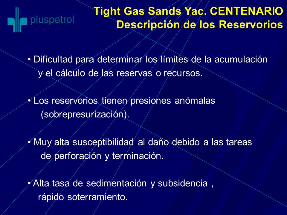 Tight Gas Sands Yac. CENTENARIO Descripción de los Reservorios