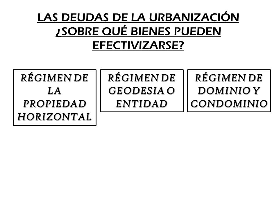 LAS DEUDAS DE LA URBANIZACIÓN ¿SOBRE QUÉ BIENES PUEDEN EFECTIVIZARSE