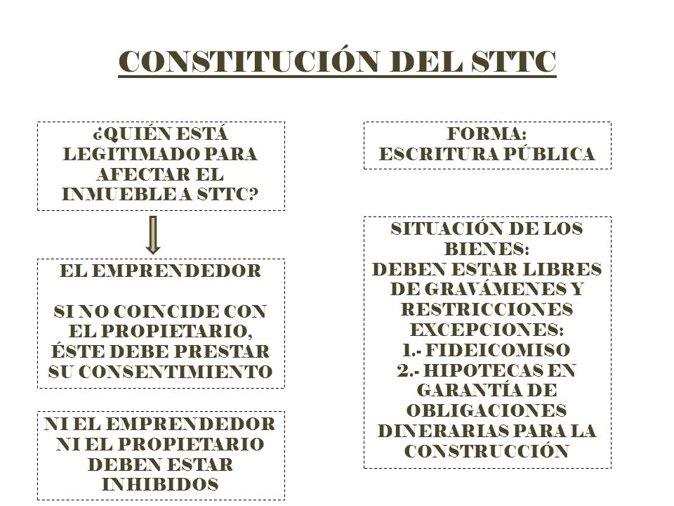 CONSTITUCIÓN DEL STTC ¿QUIÉN ESTÁ LEGITIMADO PARA AFECTAR EL INMUEBLE A STTC FORMA: ESCRITURA PÚBLICA.