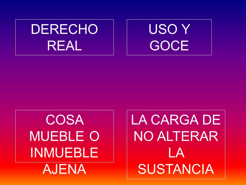 COSA MUEBLE O INMUEBLE AJENA LA CARGA DE NO ALTERAR LA SUSTANCIA