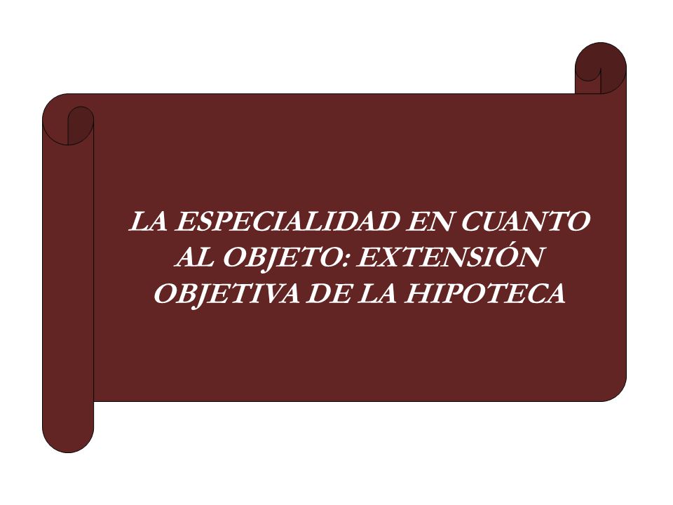 LA ESPECIALIDAD EN CUANTO AL OBJETO: EXTENSIÓN OBJETIVA DE LA HIPOTECA