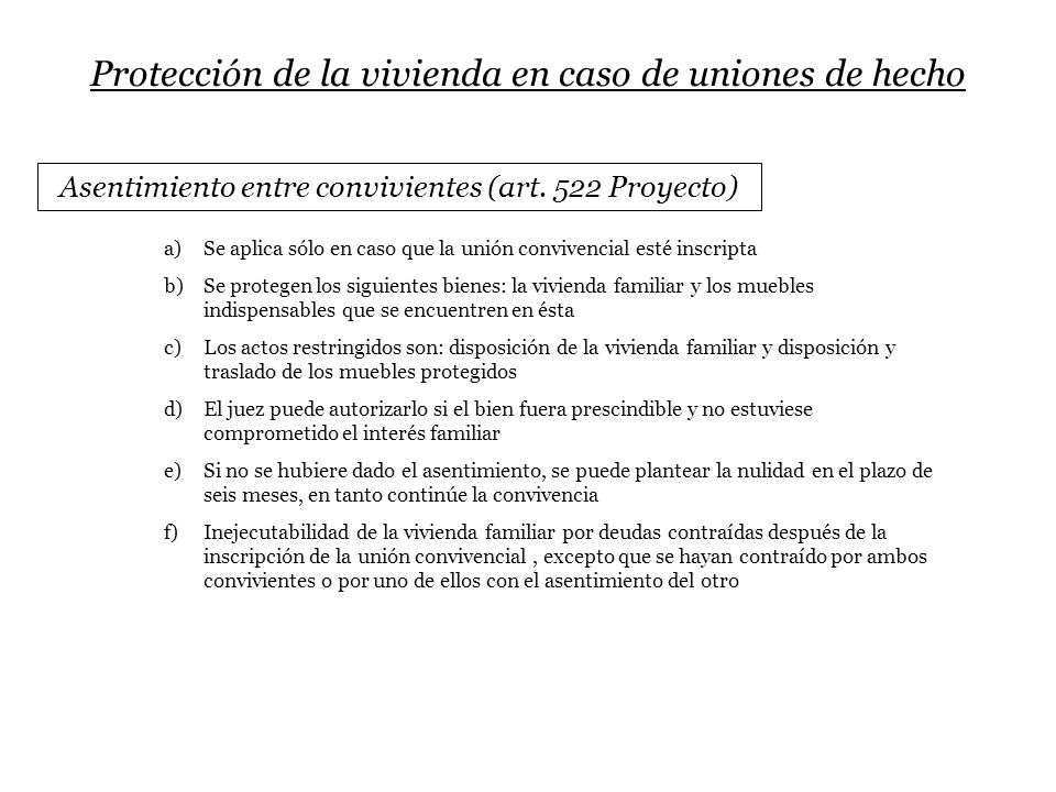 Protección de la vivienda en caso de uniones de hecho