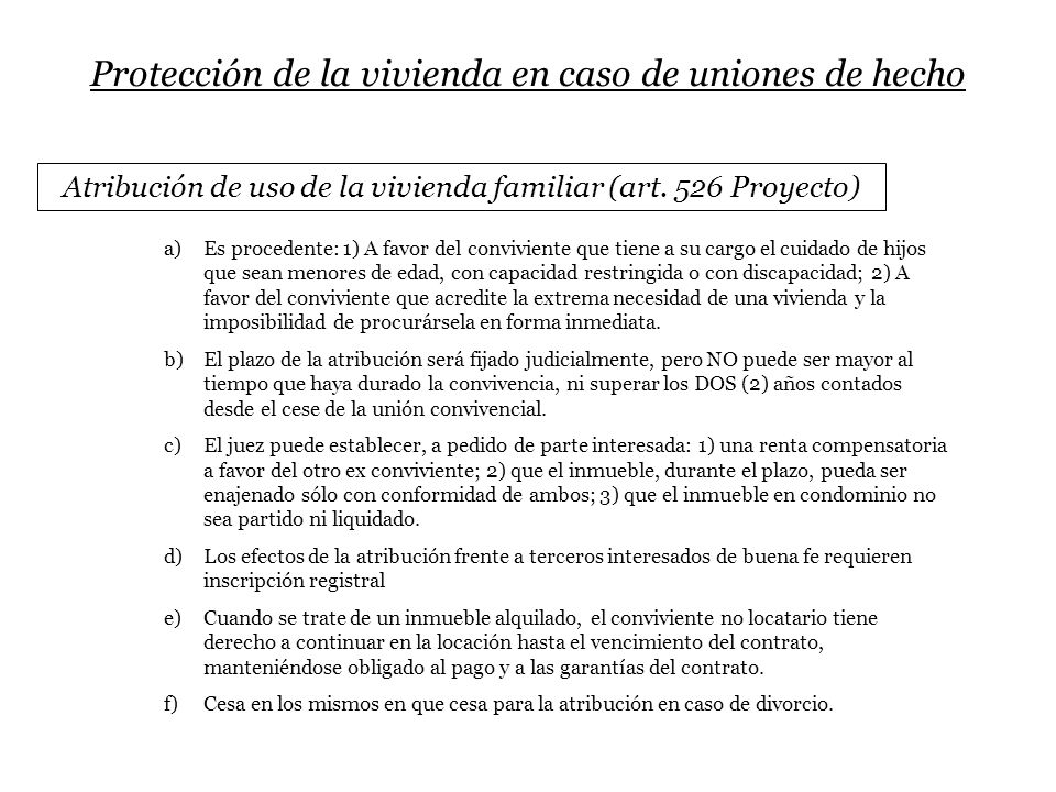 Protección de la vivienda en caso de uniones de hecho
