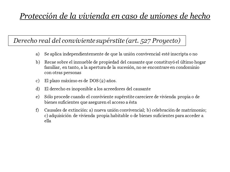 Protección de la vivienda en caso de uniones de hecho