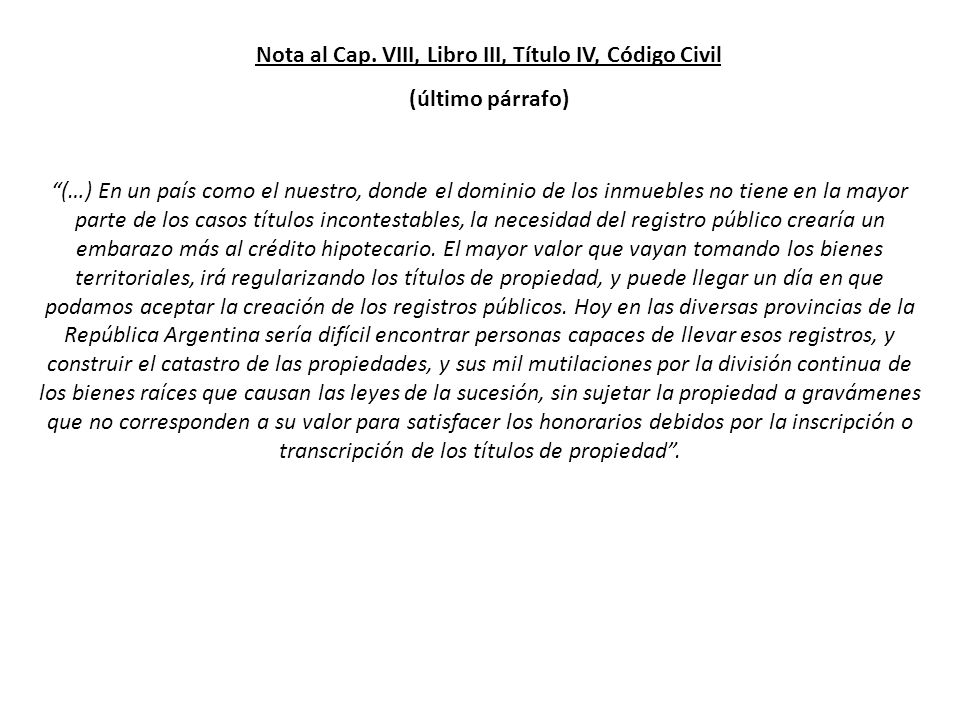 Nota al Cap. VIII, Libro III, Título IV, Código Civil