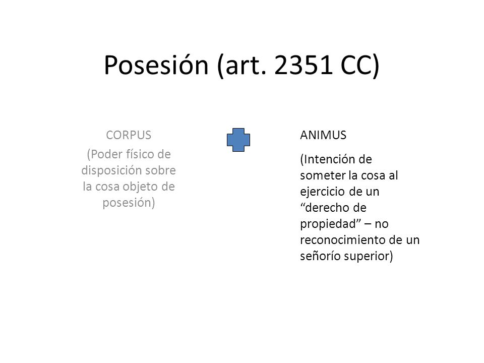 CORPUS (Poder físico de disposición sobre la cosa objeto de posesión)