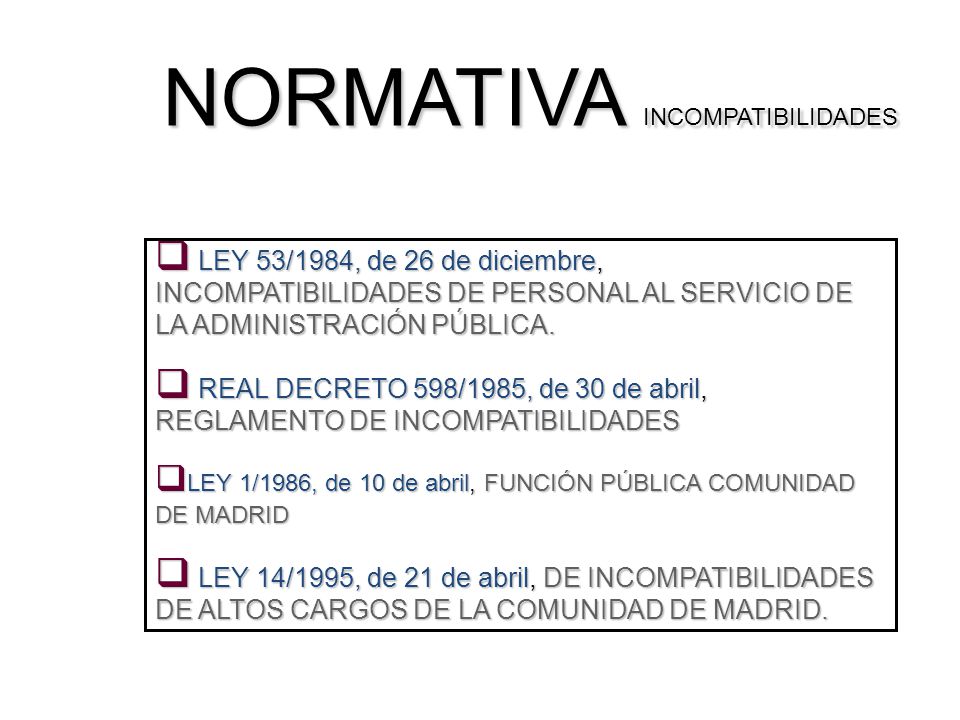 NORMATIVA INCOMPATIBILIDADES