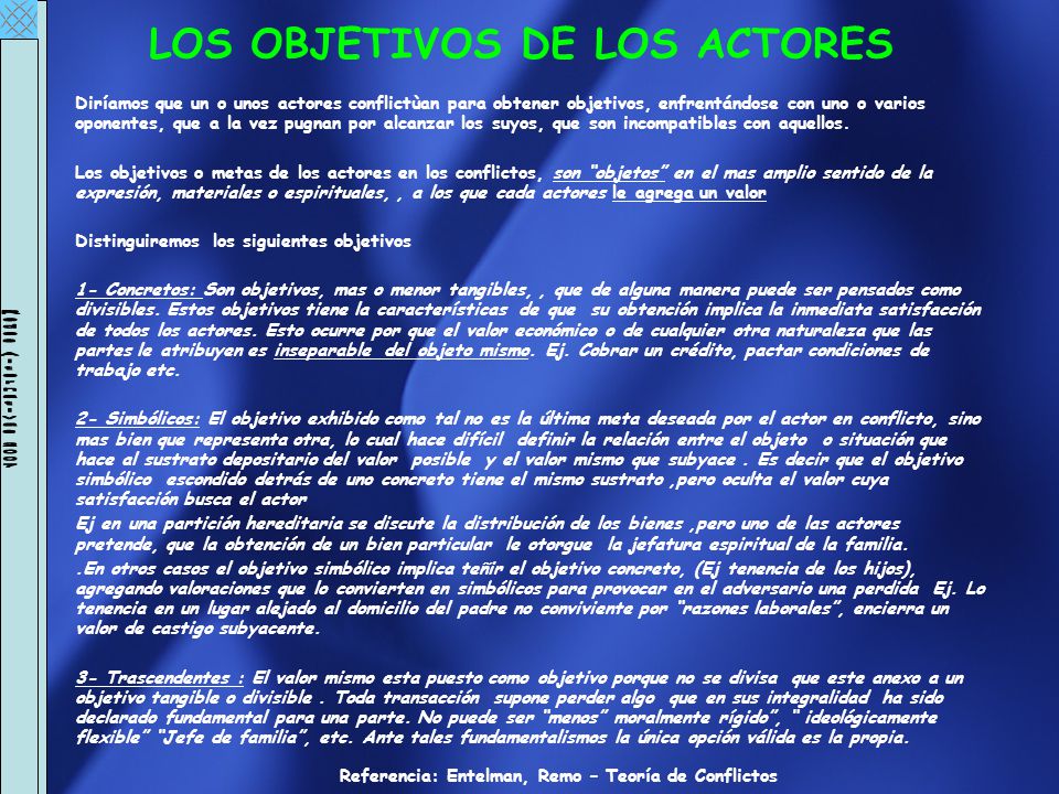 LOS OBJETIVOS DE LOS ACTORES