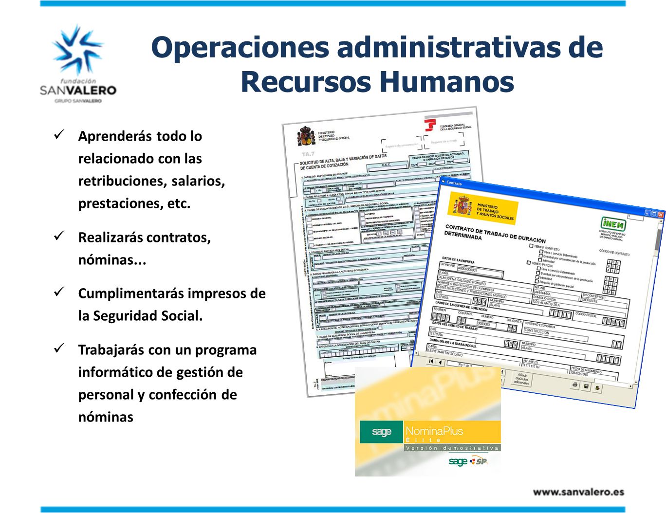 Operaciones administrativas de Recursos Humanos