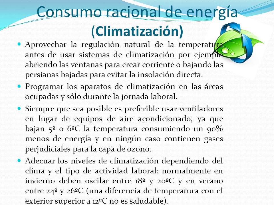 Consumo racional de energía (Climatización)