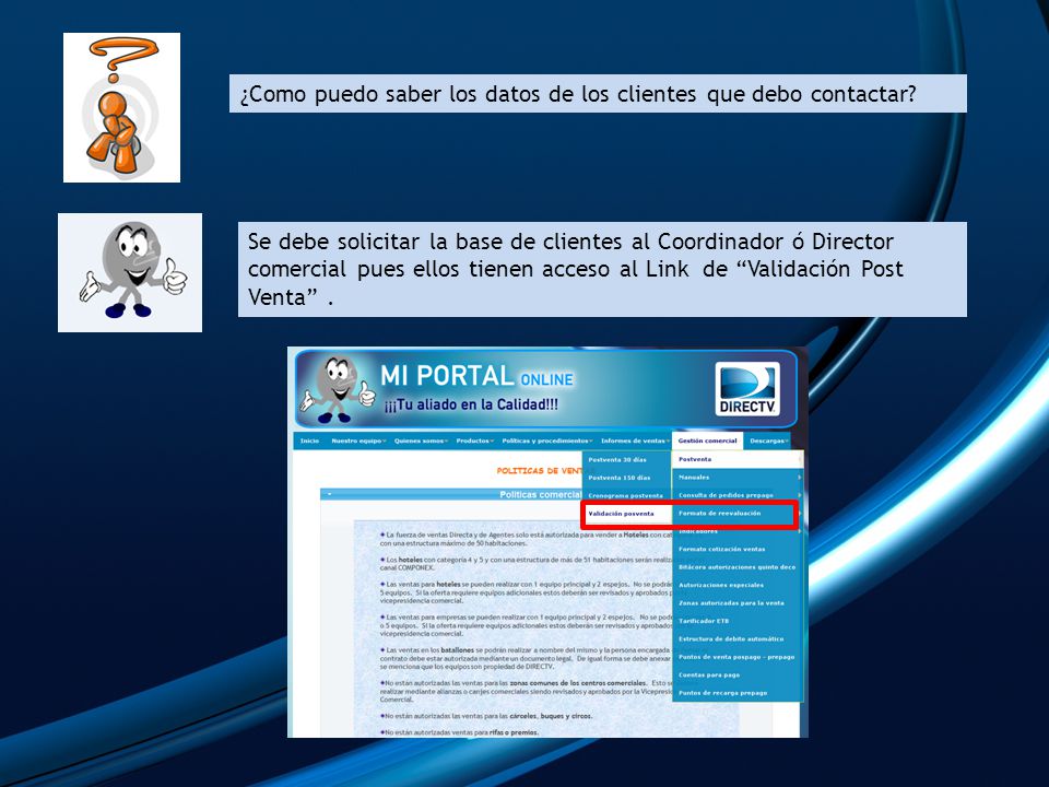 ¿Como puedo saber los datos de los clientes que debo contactar