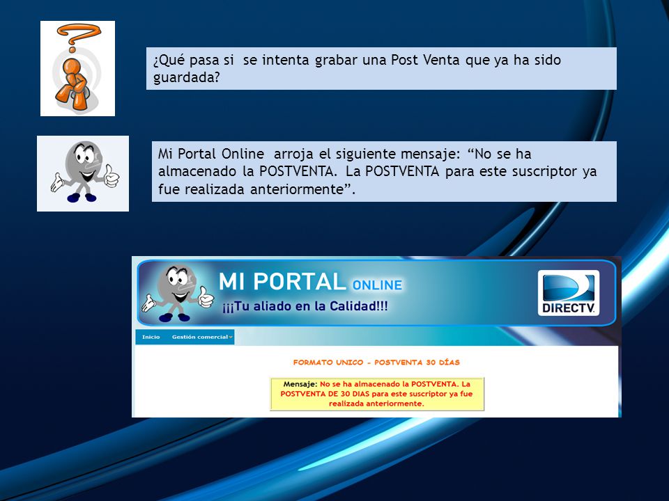 ¿Qué pasa si se intenta grabar una Post Venta que ya ha sido guardada
