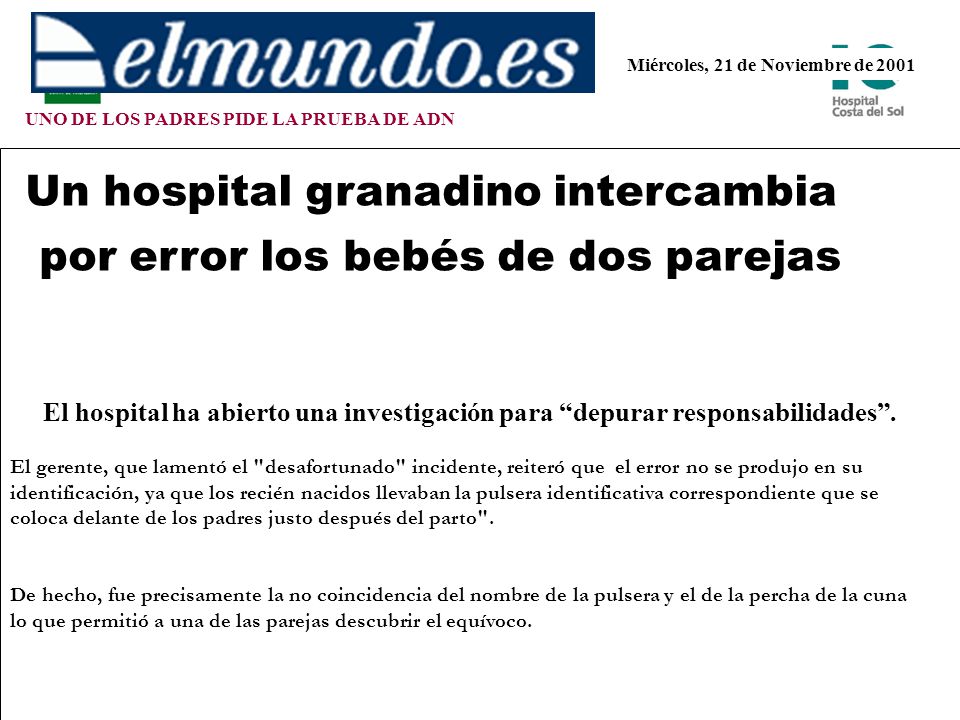 Un hospital granadino intercambia por error los bebés de dos parejas