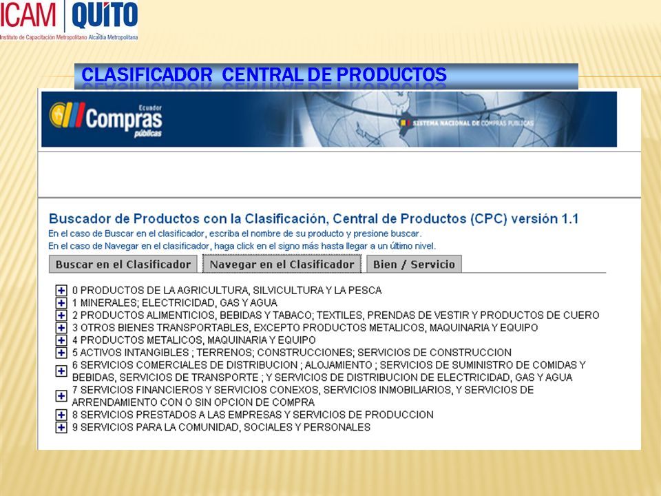CLASIFICADOR CENTRAL DE PRODUCTOS