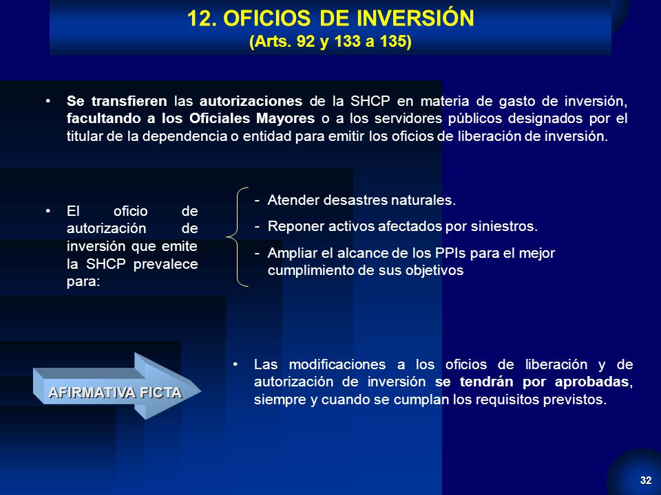 12. OFICIOS DE INVERSIÓN (Arts. 92 y 133 a 135)