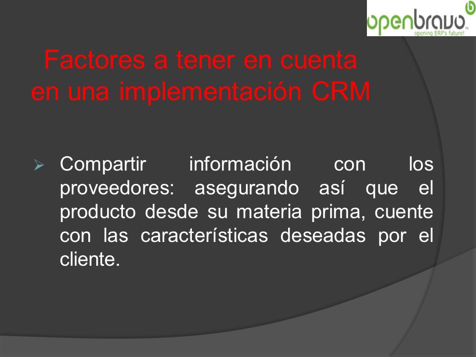 Factores a tener en cuenta en una implementación CRM