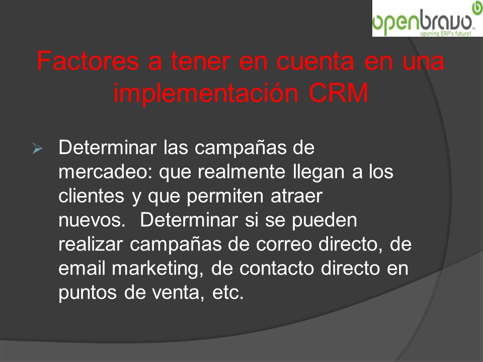 Factores a tener en cuenta en una implementación CRM