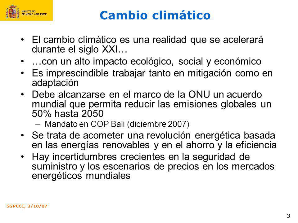 Cambio climático El cambio climático es una realidad que se acelerará durante el siglo XXI… …con un alto impacto ecológico, social y económico.