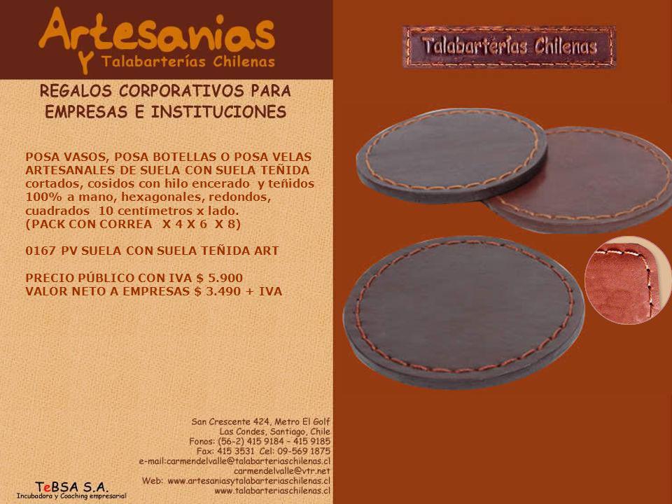 POSA VASOS, POSA BOTELLAS O POSA VELAS ARTESANALES DE SUELA CON SUELA TEÑIDA cortados, cosidos con hilo encerado y teñidos 100% a mano, hexagonales, redondos, cuadrados 10 centímetros x lado.