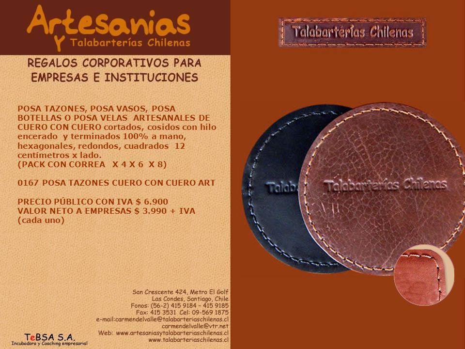 POSA TAZONES, POSA VASOS, POSA BOTELLAS O POSA VELAS ARTESANALES DE CUERO CON CUERO cortados, cosidos con hilo encerado y terminados 100% a mano, hexagonales, redondos, cuadrados 12 centímetros x lado.