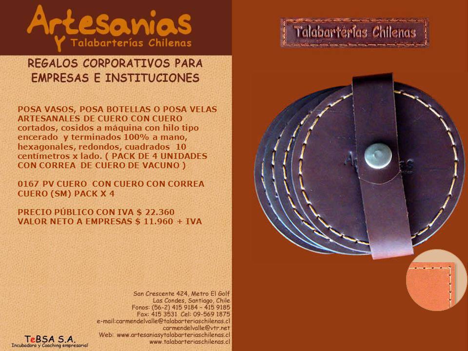 POSA VASOS, POSA BOTELLAS O POSA VELAS ARTESANALES DE CUERO CON CUERO cortados, cosidos a máquina con hilo tipo encerado y terminados 100% a mano, hexagonales, redondos, cuadrados 10 centímetros x lado. ( PACK DE 4 UNIDADES CON CORREA DE CUERO DE VACUNO )
