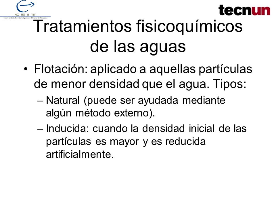 Tratamientos fisicoquímicos de las aguas