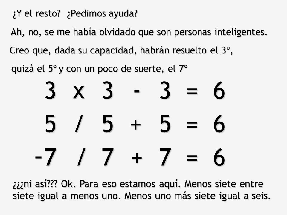 ¿Y el resto ¿Pedimos ayuda Ah, no, se me había olvidado que son personas inteligentes. Creo que, dada su capacidad, habrán resuelto el 3º,
