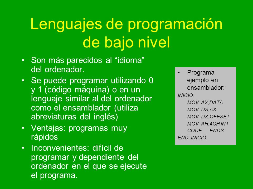 Lenguajes de programación de bajo nivel