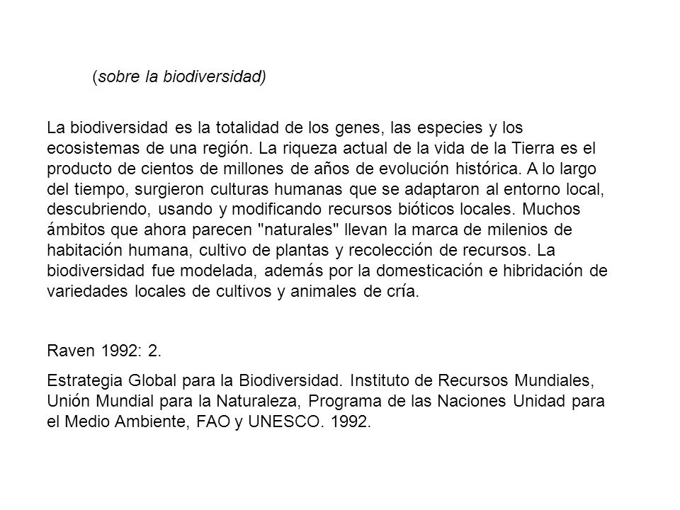 (sobre la biodiversidad)