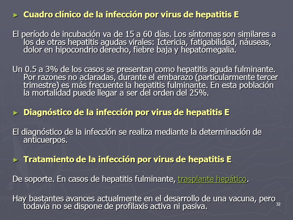 Cuadro clínico de la infección por virus de hepatitis E