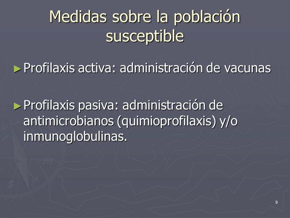 Medidas sobre la población susceptible