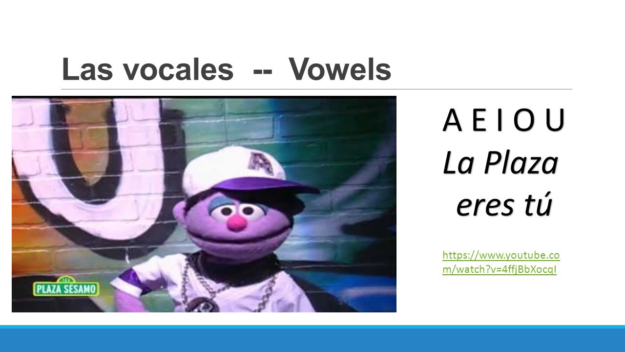 A E I O U La Plaza eres tú Las vocales -- Vowels