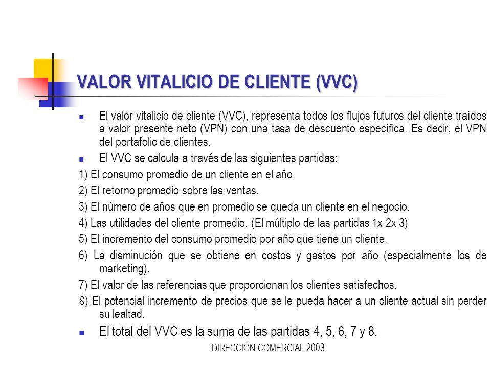 VALOR VITALICIO DE CLIENTE (VVC)
