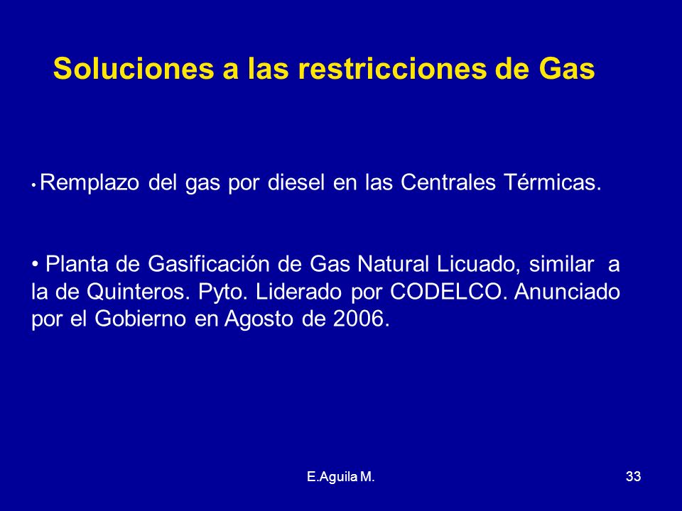 Soluciones a las restricciones de Gas