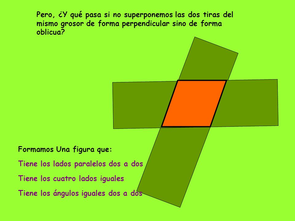 Pero, ¿Y qué pasa si no superponemos las dos tiras del mismo grosor de forma perpendicular sino de forma oblicua