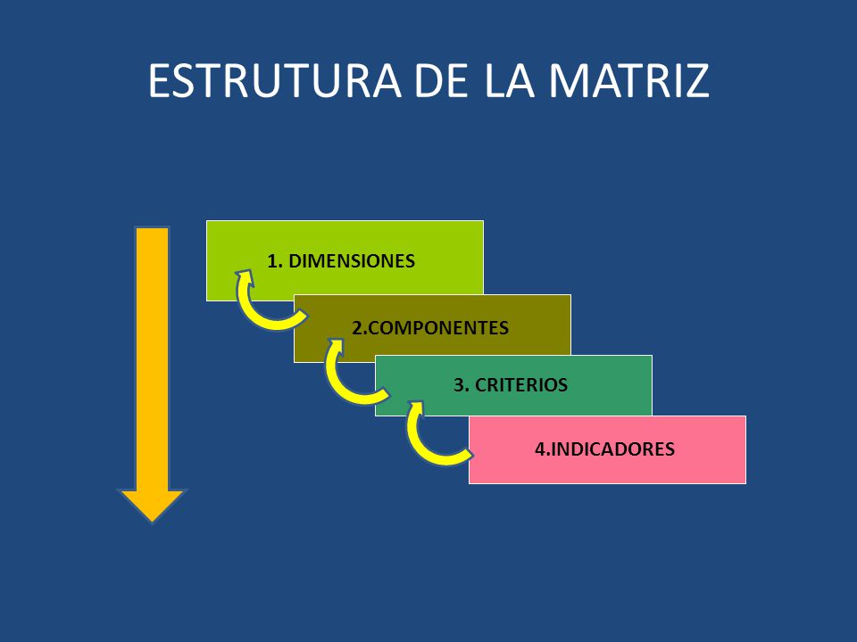 ESTRUTURA DE LA MATRIZ 1. DIMENSIONES 2.COMPONENTES 3. CRITERIOS
