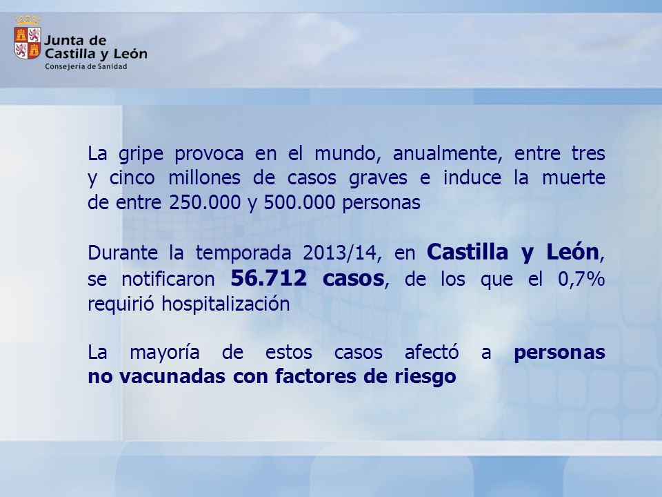 La gripe provoca en el mundo, anualmente, entre tres y cinco millones de casos graves e induce la muerte de entre y personas