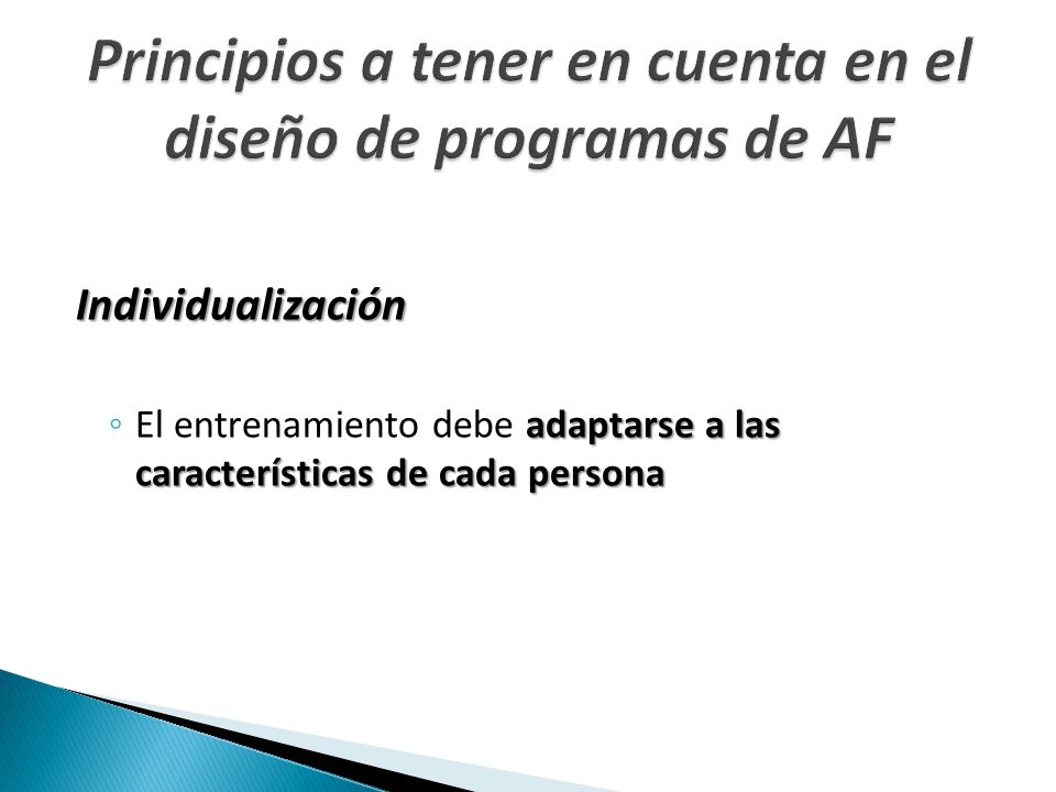 Principios a tener en cuenta en el diseño de programas de AF