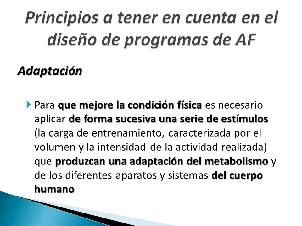 Principios a tener en cuenta en el diseño de programas de AF