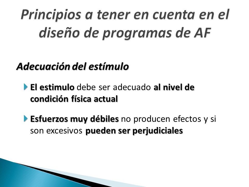 Principios a tener en cuenta en el diseño de programas de AF