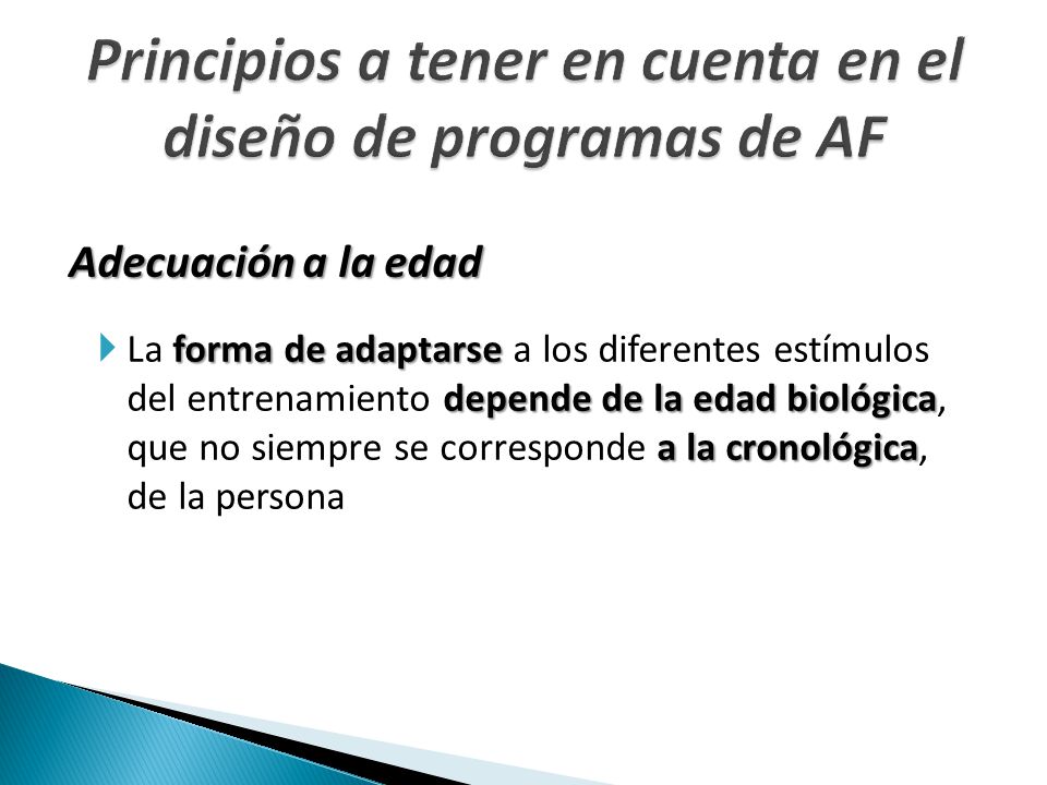 Principios a tener en cuenta en el diseño de programas de AF