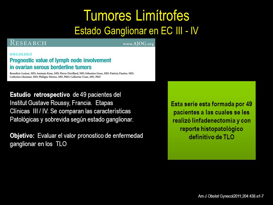 Tumores Limítrofes Estado Ganglionar en EC III - IV