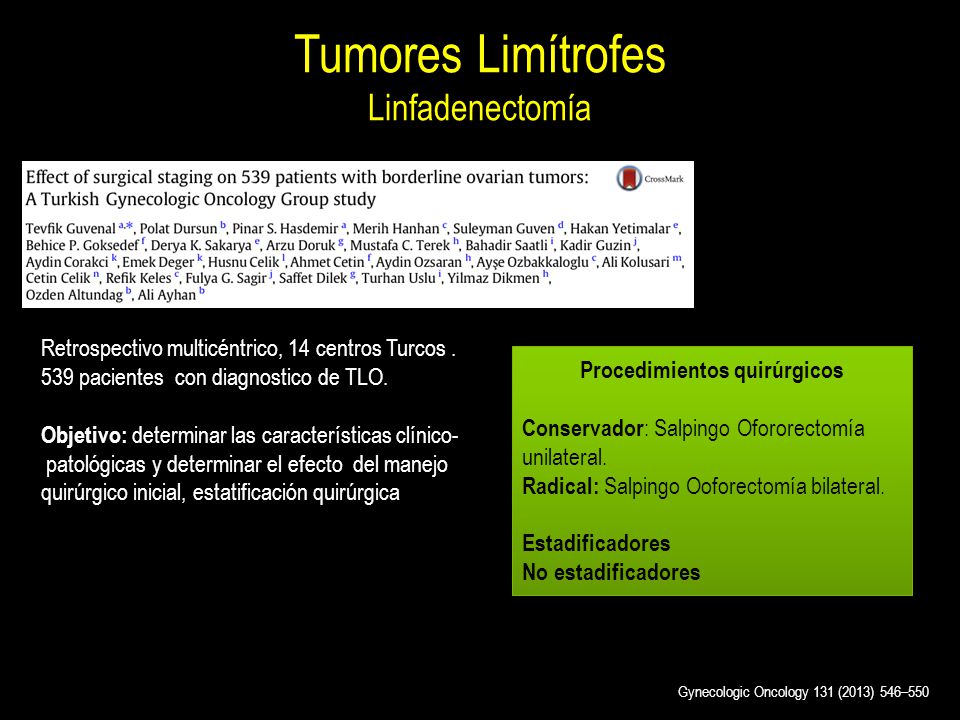 Tumores Limítrofes Linfadenectomía