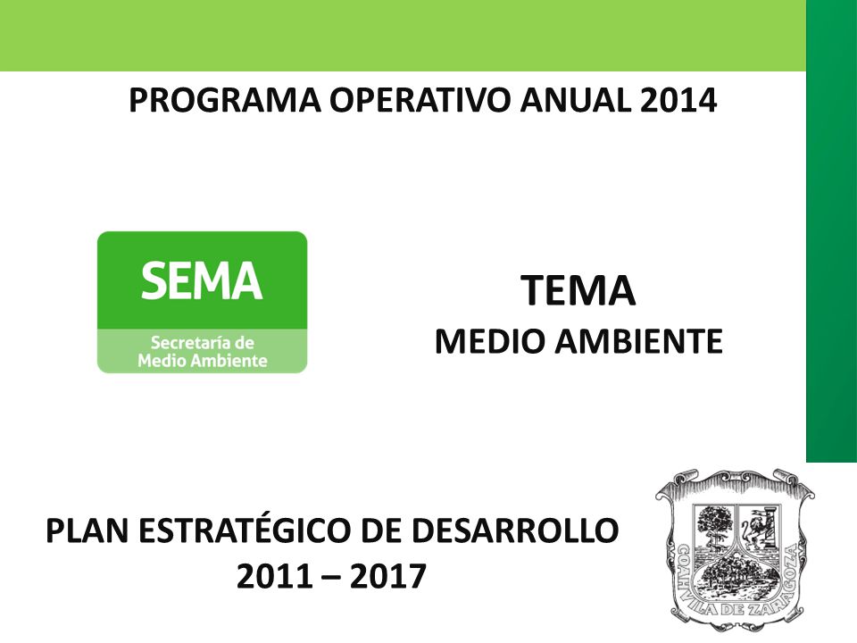TEMA PROGRAMA OPERATIVO ANUAL 2014 MEDIO AMBIENTE