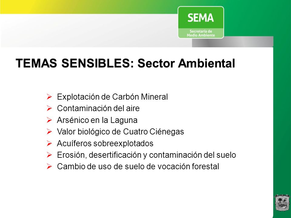 TEMAS SENSIBLES: Sector Ambiental