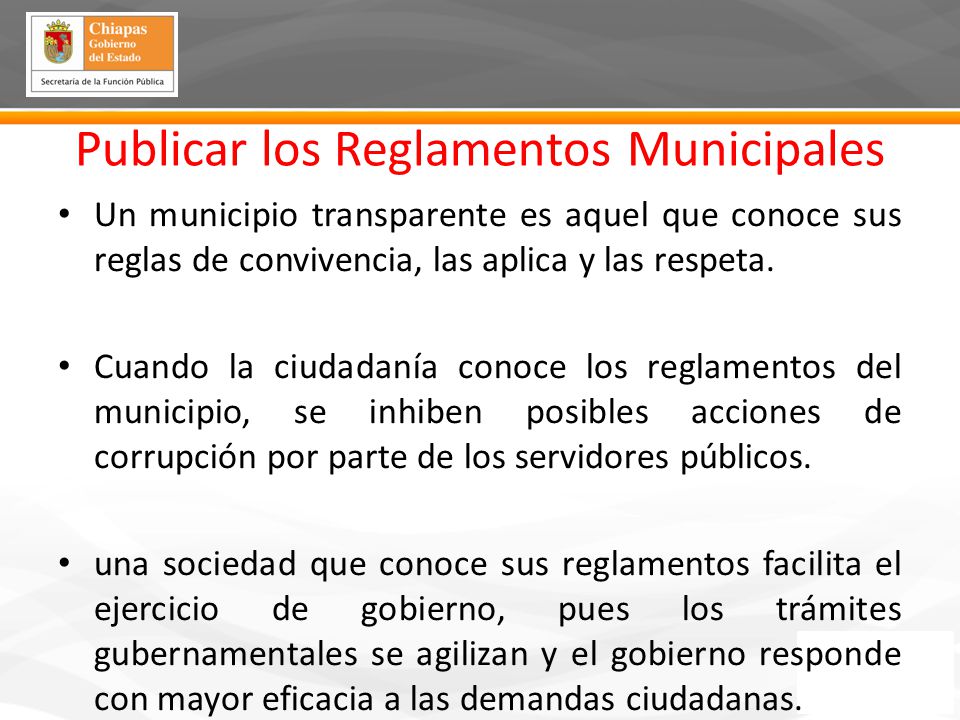 Publicar los Reglamentos Municipales